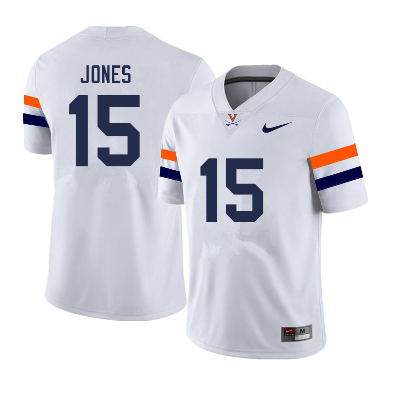 Men #15 Perris Jones Virginia Cavaliers College Football Jerseys Sale-White - Click Image to Close